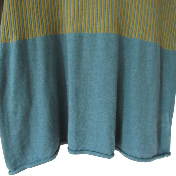 Two Danes Blue Green Striped Colorblock Sweater Size Small Lightweight Classic - Picture 5 of 9